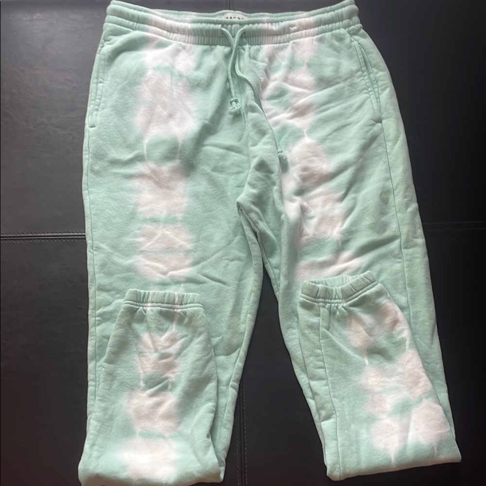 PacSun Green and White Joggers with Elastic Waistband